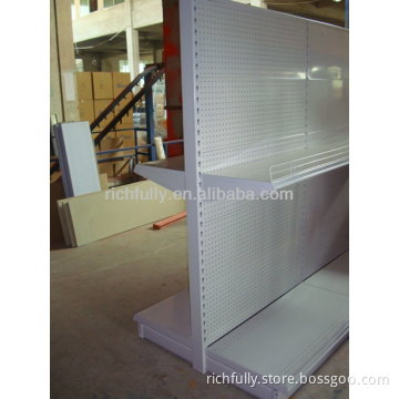 perforated back panel shelf with different hooks, perforated metal mesh rack